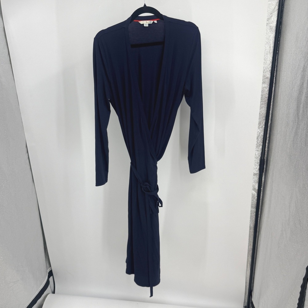 Boden Womens Navy Blue Long Sleeve Wrap Midi Dress 14 Solid Tall Stretch 14L